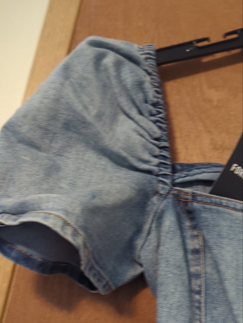 Forever 21 Light Blue Denim Puff-Sleeve Corset Top - Picture 5 of 13